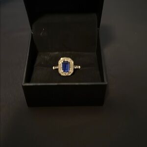 Elegant Sapphire and Diamond Silver Ring